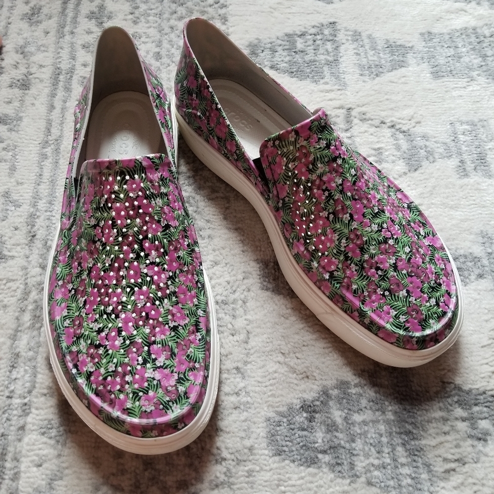 Crocs floral loafers size 11